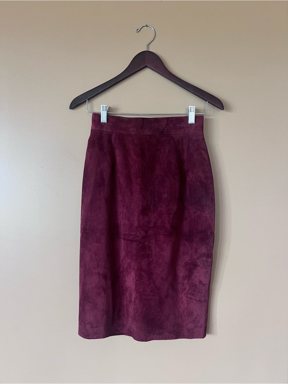 Vintage Burgundy Suede Pencil Skirt